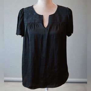 Rachel Zoe Black Silky Satin Blouse Womans Small Minimalist Classic